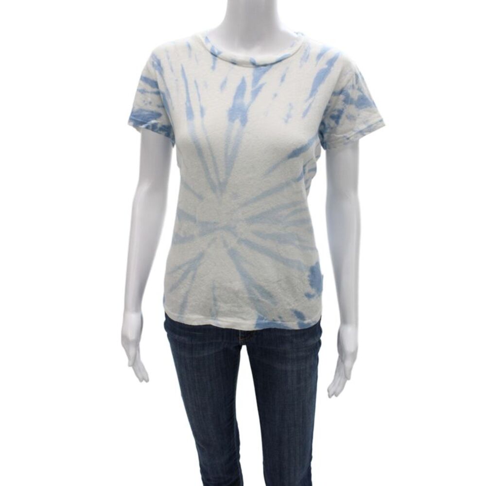 Mother Womens Basic Light Blue Cotton Crew Neck Short Sleeve T-Shirt Size S